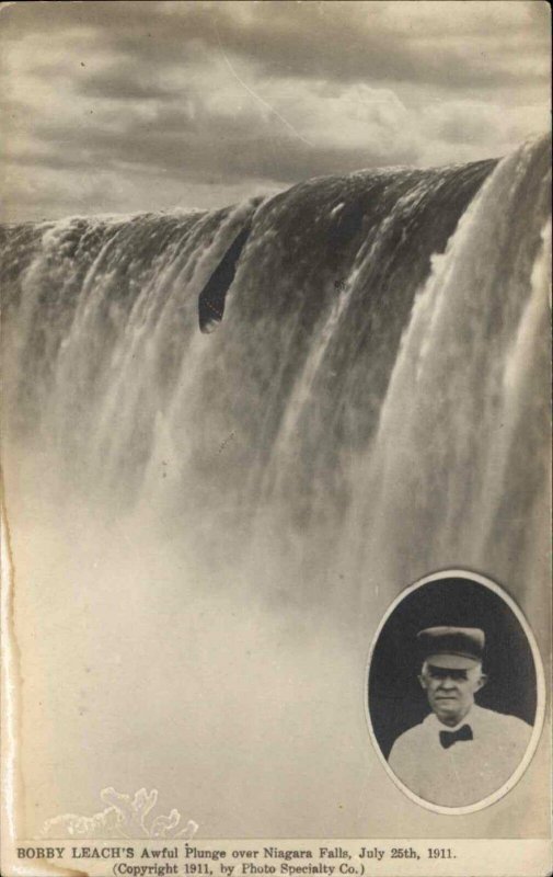 Niagara Falls Bobby Leach Awful Plunge 1911 Real Photo Postcard