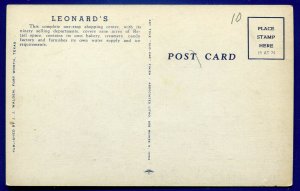 Leonard's Department Store Fort Worth Texas tx vintage postcard