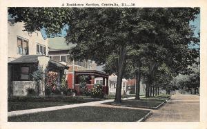 A Residence Section, Centralia, Illinois, Early Postcard, Unused