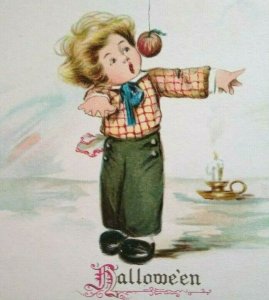 Vintage Halloween Postcard Tucks Series 803 Boy & Apple Unused Original Antique