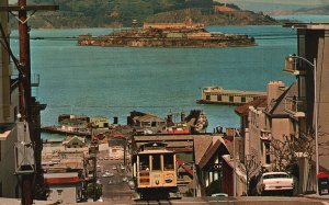 Vintage Postcard 1968 Cable Car Climbing Hill San Francisco Hill California CA