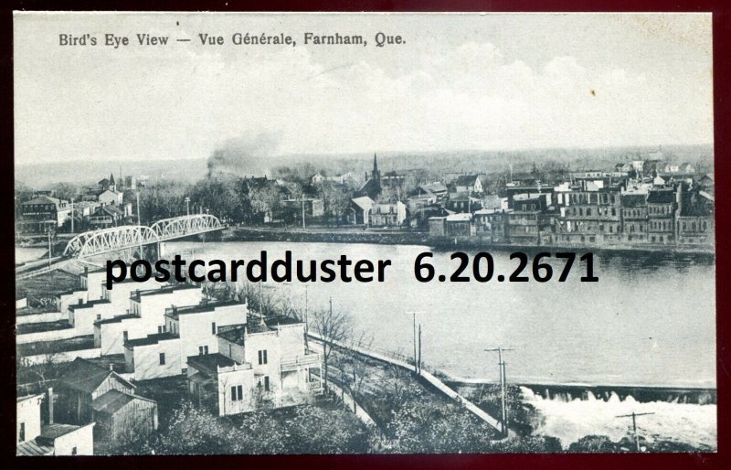 h3791 - FARNHAM Quebec Postcard 1920s Birds Eye View