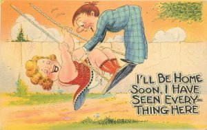 I'll be home soon I have seen every thing here woman man swing Postcard 22-9386