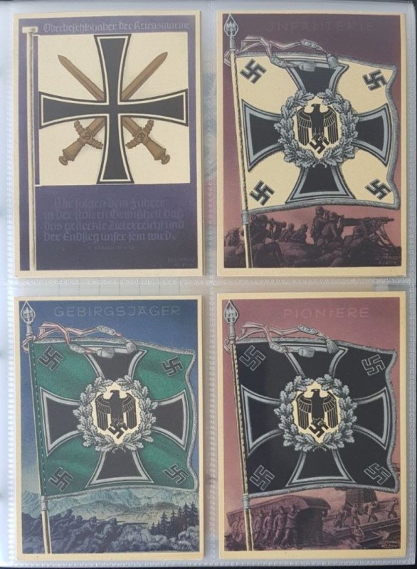 GERMAN THIRD 3rd REICH PROPAGANDA COMPLETE SET WEHRMACHT STANDARDS WITH SLEEVE