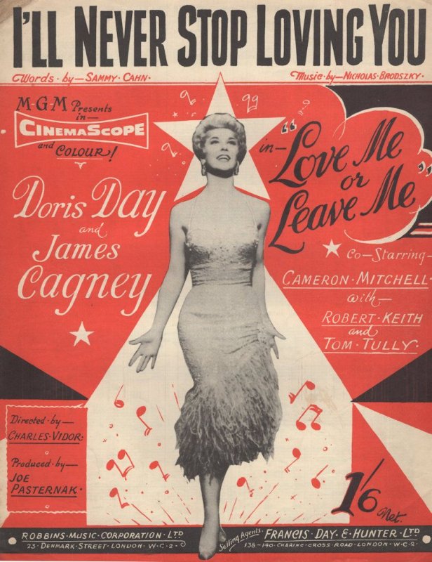 I'll Never Stop Loving You Doris Day 1950s Sheet Music