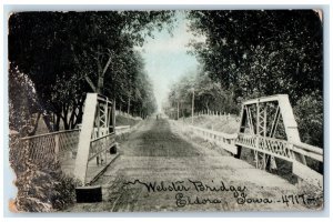 Eldora Iowa Postcard Webster Bridge Scenic View Trees Street 1910 Vintage Posted