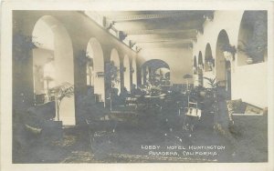 Postcard RPPC California Pasadena Lobby Hotel Huntington C-1910 Interior 23-6171