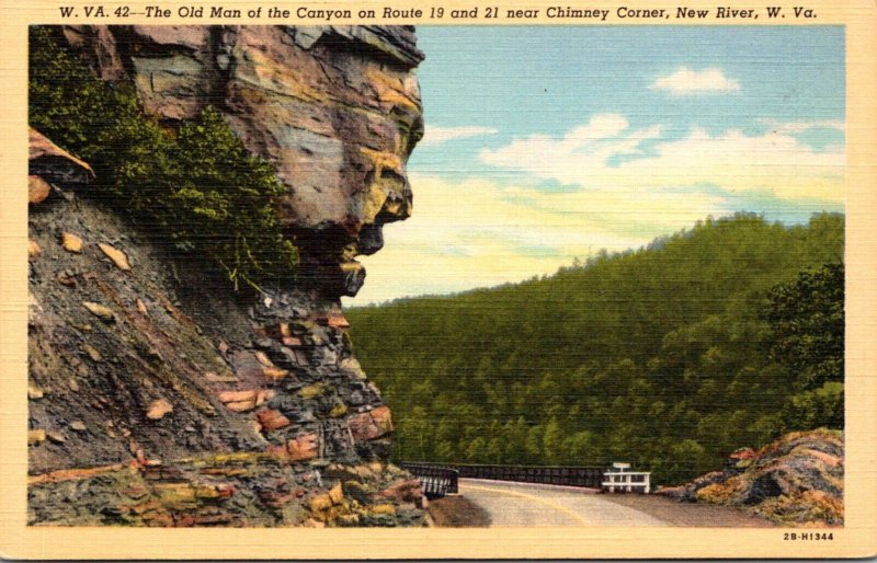 West Virginia New River Canyon The Old Man Of The Canyon Curteich
