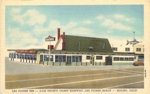 Linen Roadside Postcard Las Flores Inn Restaurant Pacific Coast Hwy Malibu CA