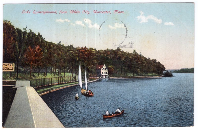 Worcester, Mass, Lake Quinsigamond, from White City
