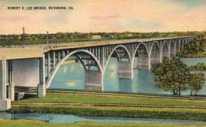 Vintage Postcard 1944 Robert E. Lee Concrete Bridge Richmond Virginia RNC Pub. 