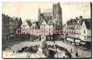 Postcard Old Abbeville Place I'amiral And I'Eglise Saint Vulfran