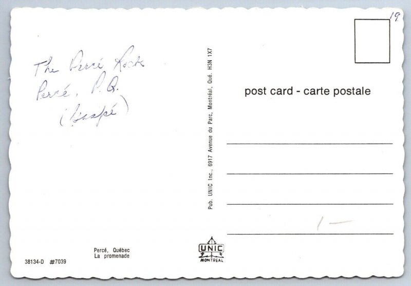 Promenade And Perce Rock, Perce Quebec Canada, Chrome Postcard