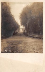 RPPC ROCKFORD IA Street Scene Iowa Vintage Real Photo Postcard ca 1910s