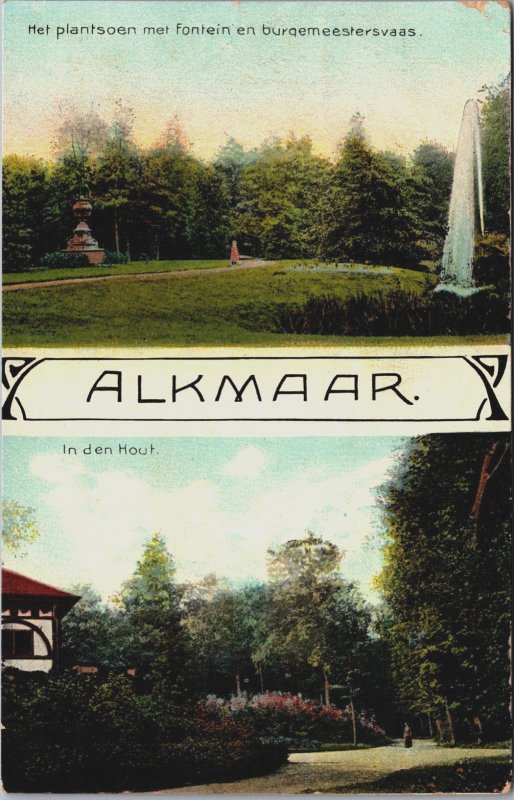 Netherlands Alkmaar Fontein en Burgemeester Vaas, In den Hout Postcard C173