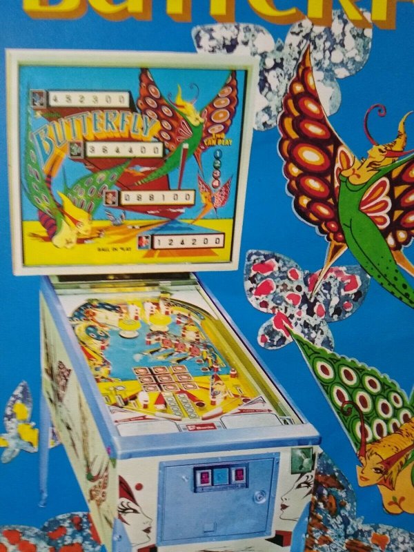 Sonic Butterfly Pinball FLYER Original 1977 Promo Advertising Fantasy Art Sheet