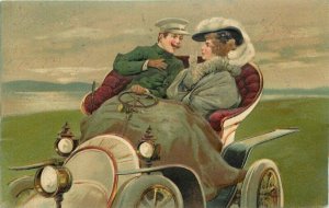 Artist impression 1906 PFB Early Auto Romance Comic Humor Postcard 21-9515