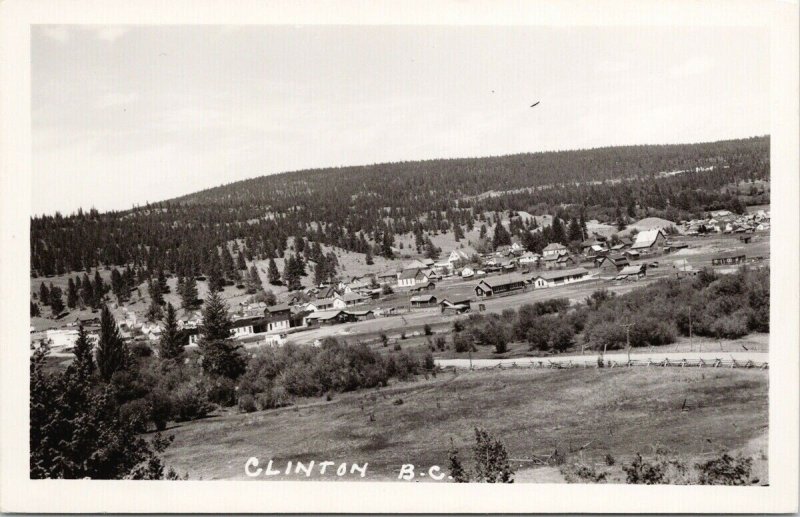 Clinton BC Town View Clinton Motors Birdseye Unused Real Photo Postcard F66