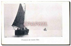 Postcard Old fishing boat at sea in Pecheurs
