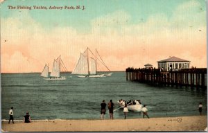 Vtg 1910s The Fishing Yachts Asbury Park New Jersey NJ Postcard