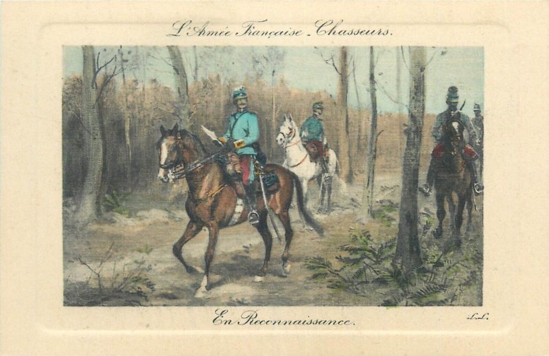 Lot 4 vintage postcards set military history french army cavalry uniforms 