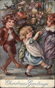 Bowley - Children Dance Around Christmas Tree TUCK 8437 c1910 Postcard