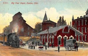 Kenton OH 1915 Railroad Depot Train Station Postcard