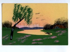 244807 Sunset HUNT Birds Vintage HAND PAINTED WATER COLOR PC