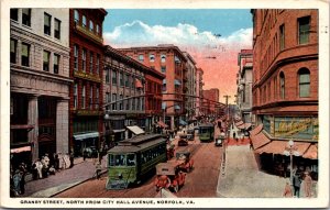 Postcard Granby Street, North from City Hall Avenue in Norfolk, Virginia