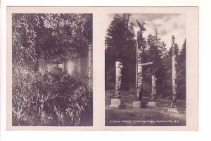 Real Photo, Twoview, Stanley Park, Vancouver. British Columbia, Totem Poles, ...