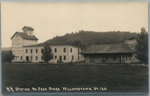 WILLIAMSTOWN VT RAILROAD STATION & FEED STORE ANTIQUE REAL PHOTO POSTCARD RPPC