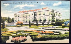 Vintage Postcard 1946 Italian Garden, Estate of Dr. Hamilton Rice, Newport, R.I.