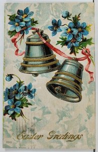 Easter Greetings Bells Embossed Smithsburg Illinois 1910 Postcard L20