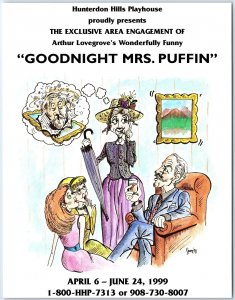 CONTINENTAL SIZE POSTCARD ADVERTISING FOR GOODNIGHT MRS. PUFFIN THEATRE