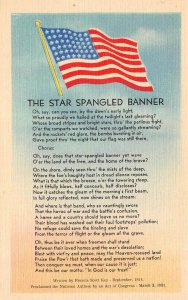 2~ca1940's Linen Patriotic Postcards  STAR SPANGLED BANNER & OLD GLORY FLAG