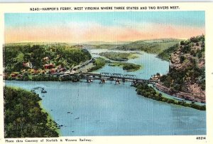 Postcard BRIDGE SCENE Harpers Ferry West Virginia WV AJ4835