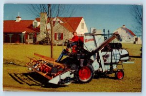 New Gleaner Postcard Baldwin Self Propelled Combine Woman Scene Advertising