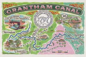 Grantham Canal Bridge Howling Basin River Nottingham Map Postcard