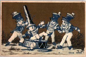 c1880 GREAT ATLANTIC TEA COFFEE MARCHING BAND FIGHT AD TRADE CARD 41-144