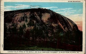 1940 WWII ERA ATLANTA GA STONE MOUNTAIN PRE-CARVING WHITE BORDER POSTCARD 34-217