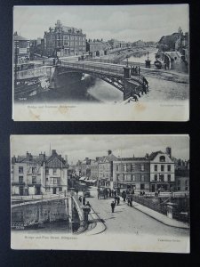 Somerset 2 x BRIDGWATER Town Bridge & Eastover & Fore Street c1902 UB Postcard