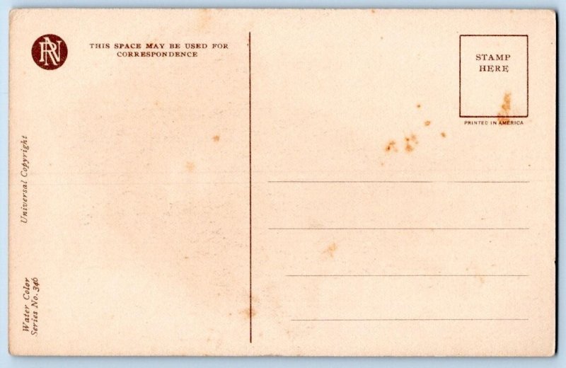 1920's PRETTY COLD WOMAN ARTIST CLARENCE UNDERWOOD POSTCARD WATERCOLOR SERIES