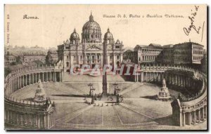 Old Postcard Roam Piazza diu s Pietro Basilica Vaticana