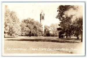 Ames Iowa IA RPPC Photo Postcard The Campanile Iowa State College 1942