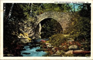 High Arched Bridge Poconos WB Postcard UNP VTG Curt Teich Unused Vintage 