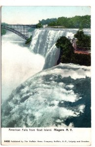 American Falls from Goat Island, Train Bridge, Niagara Falls, New York