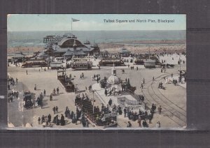 GREAT BRITAIN, BLACKPOOL, TALBOT SQUARE, NORTH PIER, TRAMS, c1910 ppc., unused.