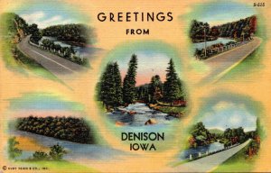 Iowa Greetings From Denison Multi View Curteich