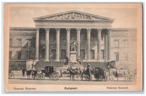 Budapest Hungary Postcard National Museum Horse Carriages c1920's Posted Antique