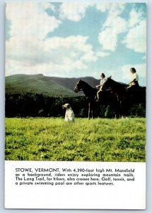 1960 Stowe Vermont Postcard Lodge Smugglers Notch Mt. Mansfield Horse Riding